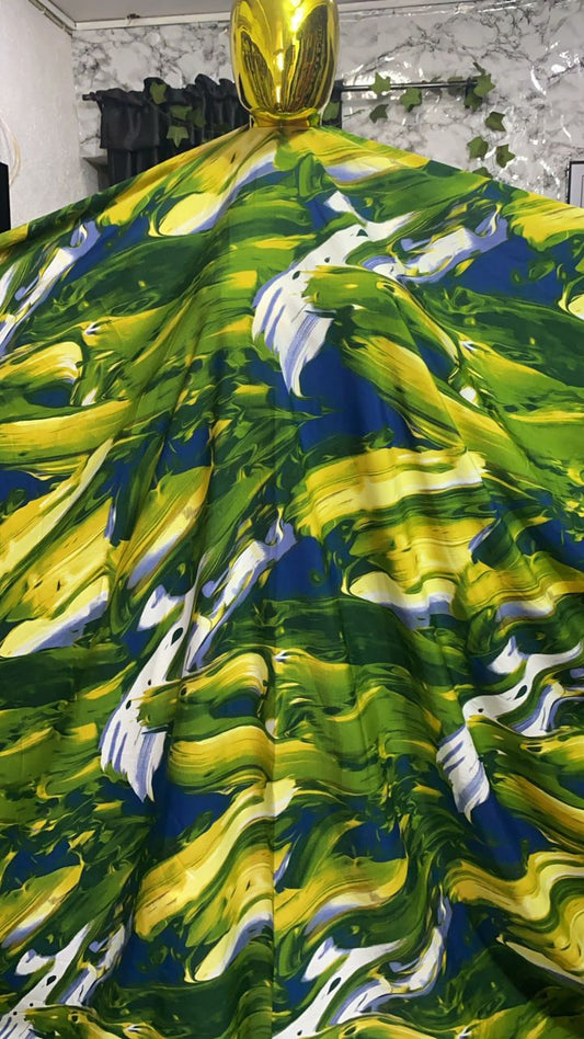Vintage crepe per yard(Green)